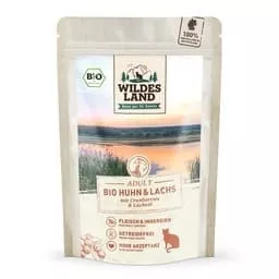 Wildes Land Nassfutter Bio Huhn und Lachs mit Cranberries 85 g